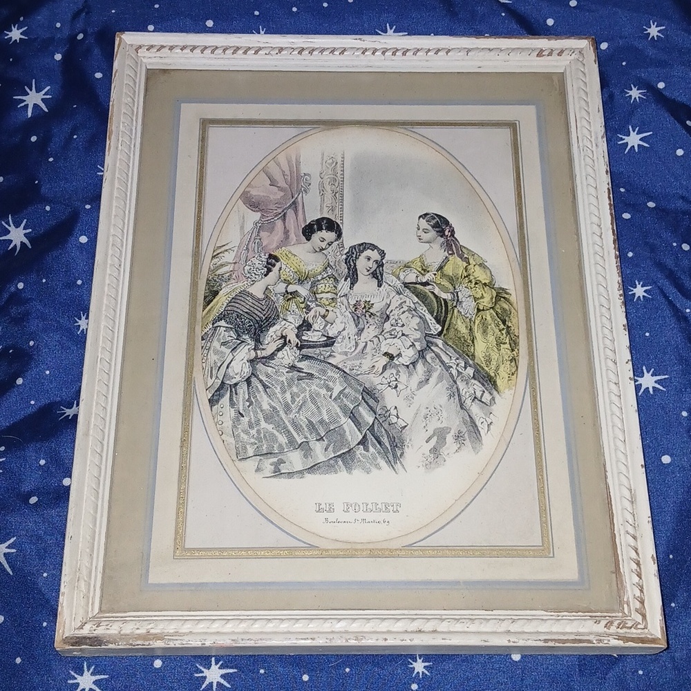 Antique French Ad Print Fashion Framed 8x10